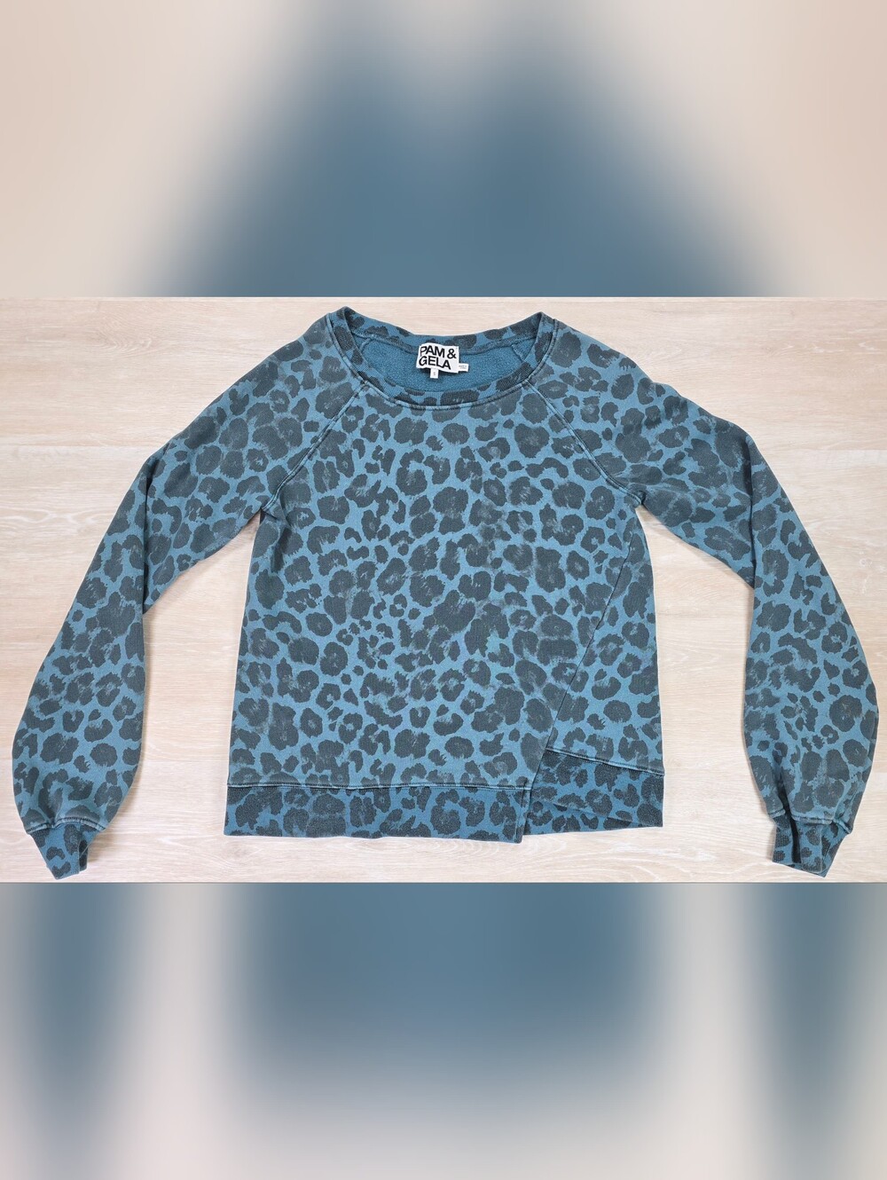 Pam & Gela Leopard Print Shirt Womens S Oversize Blue Grunge Glam Retro Punk Y2K